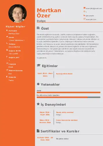 Dalgıç CV Örnekleri cv indir